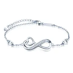 GENERICO - Pulsera infinito juvenil corazón plata 925 mujer regalo joya