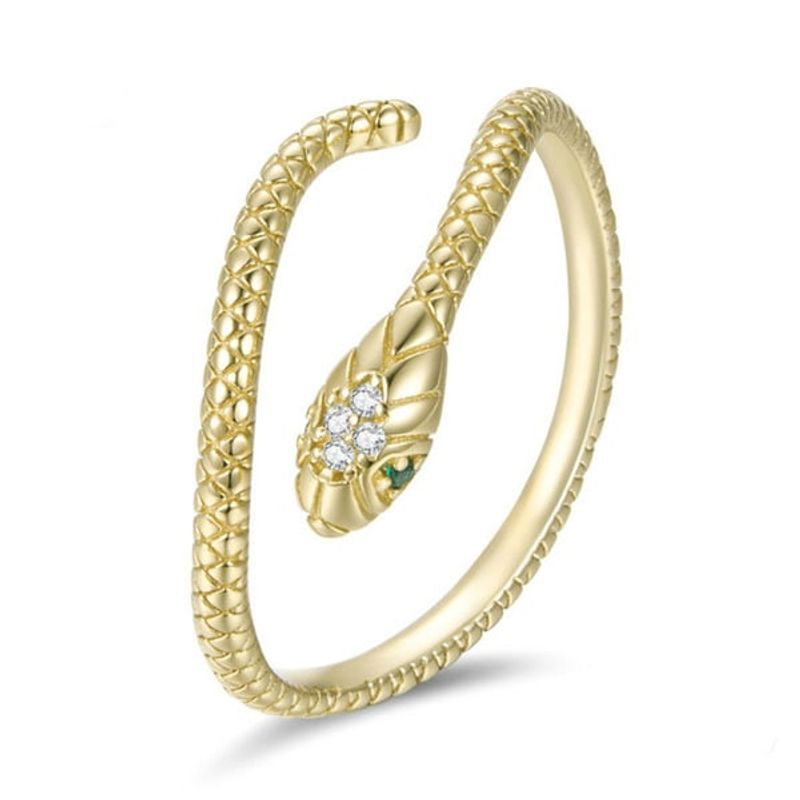 GENERICO - Anillo serpiente plata 925 oro ajustable mujer joya