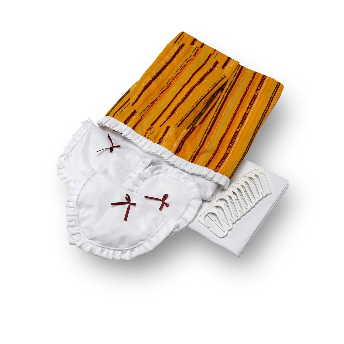 MALLORCA - Juego de Cortina para Baño Barras Mostaza 6 Piezas