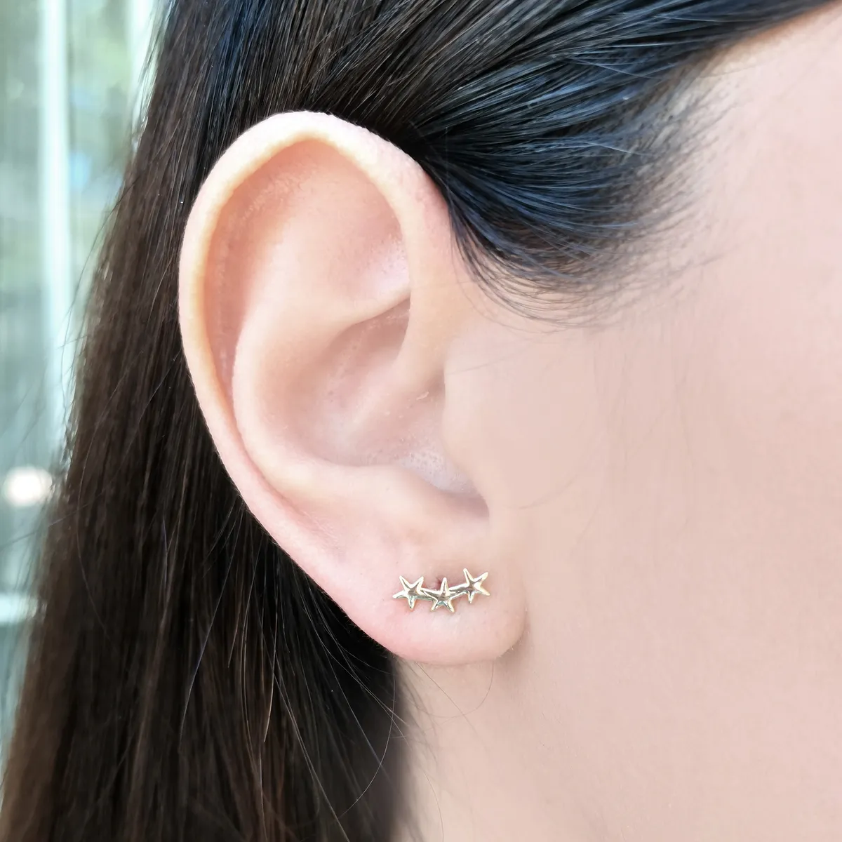 COGGIOLA - Aros Trepador 3 Estrellas Enchapado Oro 18K