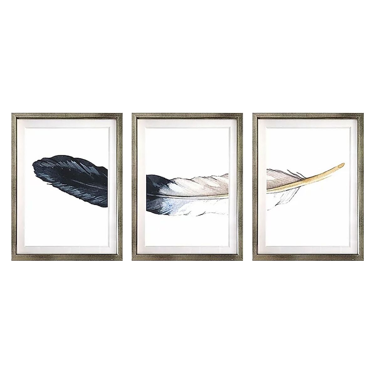 PAPEL ILUSTRADO - Triptico Pluma 150X70 Marco Plateado