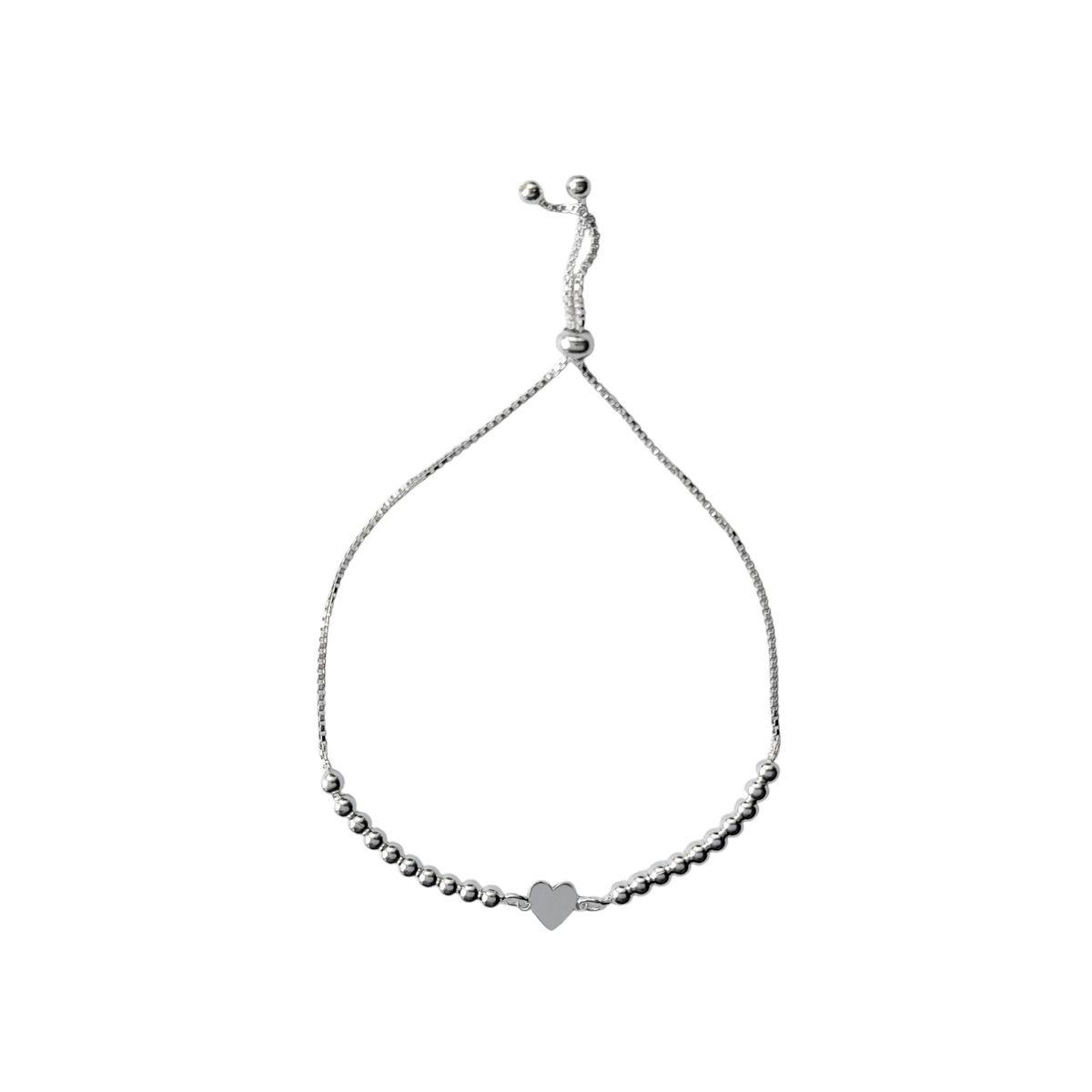 COGGIOLA - Pulsera Corazón Bolitas Plata 925 Ajustable