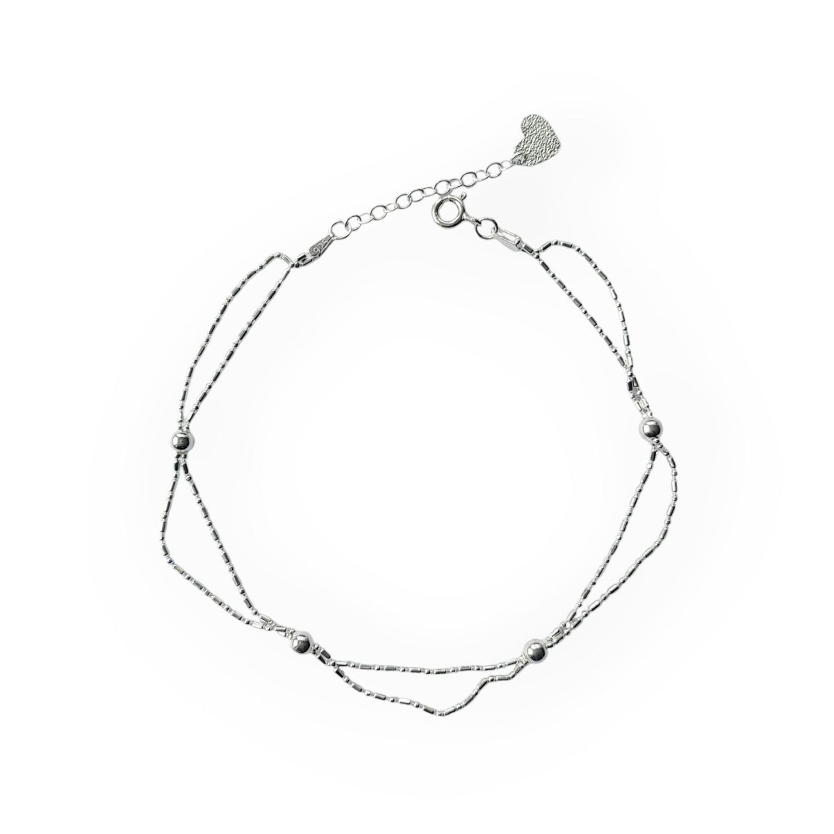 COGGIOLA - Tobillera Pelota Doble Cadena Plata 925