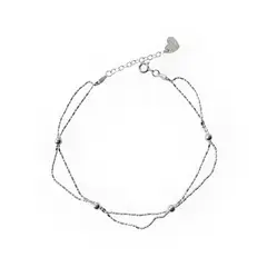 COGGIOLA - Tobillera Pelota Doble Cadena Plata 925