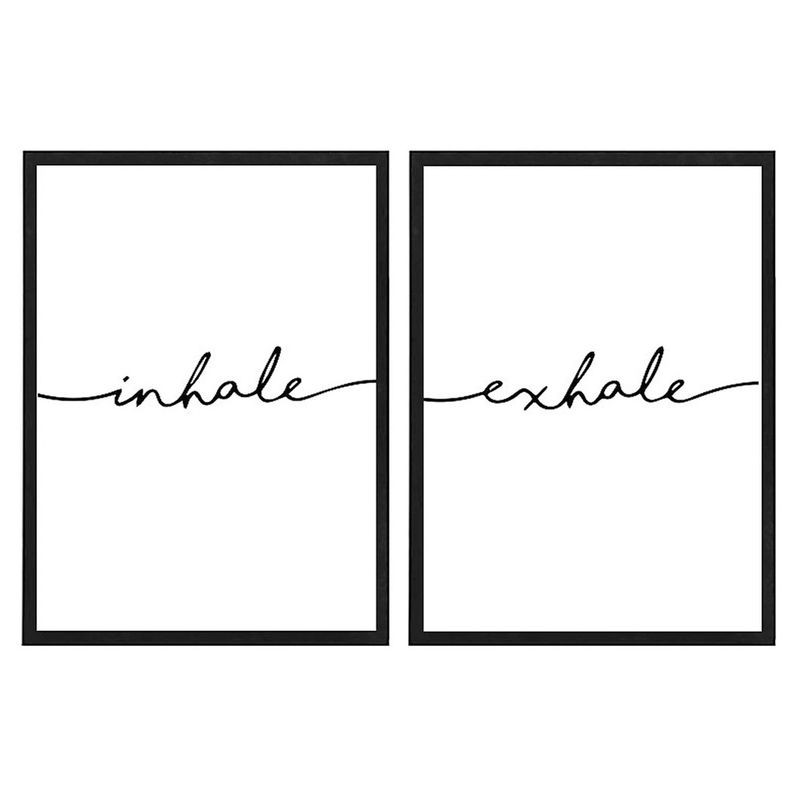 PAPEL ILUSTRADO - Set 2 Cuadros Inhale-Exhale Negro 40X50