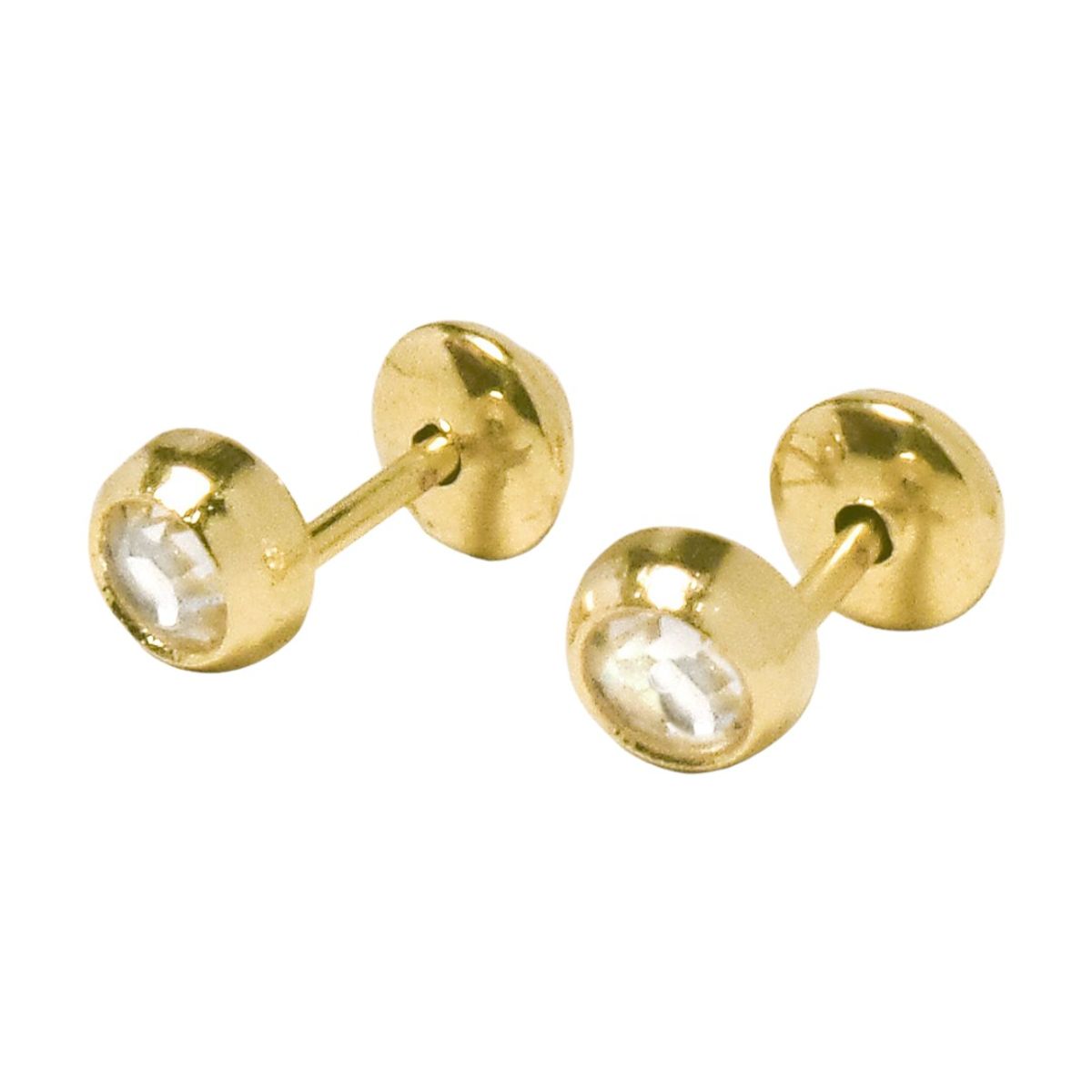 COGGIOLA - Aros Bebé Circón Blanco Enchapado Oro 18K
