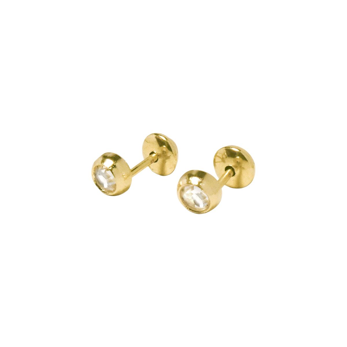 COGGIOLA - Aros Bebé Circón Blanco Enchapado Oro 18K