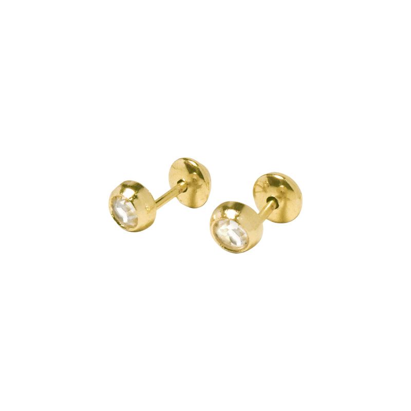 ANDREA COGGIOLA JOYAS - Aros Bebé Circón Blanco Enchapado Oro 18K