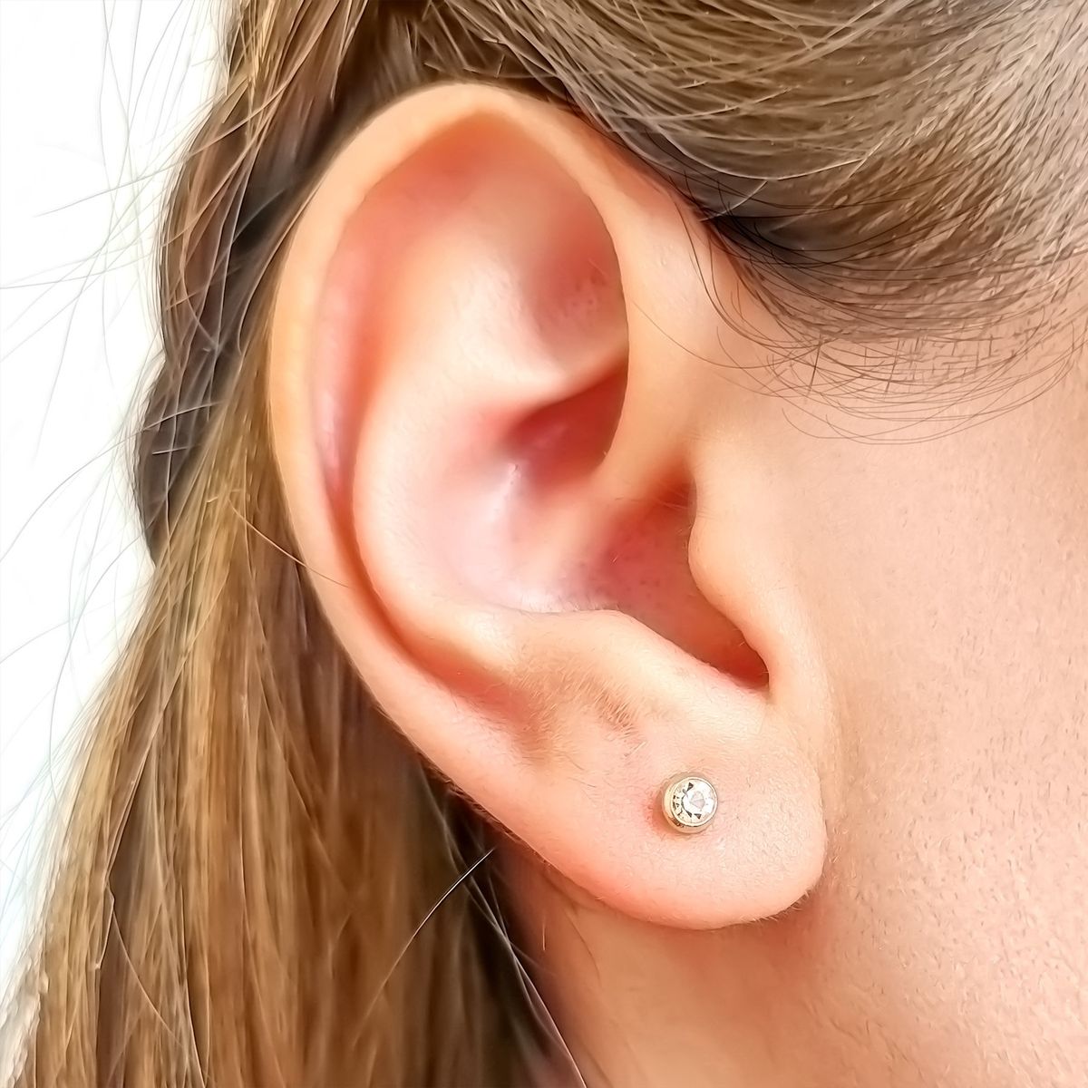 COGGIOLA - Aros Bebé Circón Blanco Enchapado Oro 18K