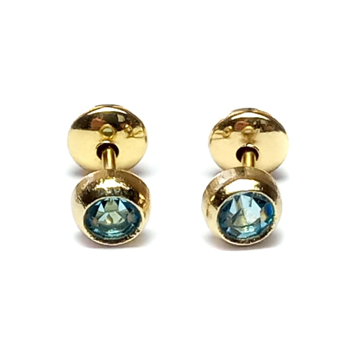 COGGIOLA - Aros Bebé Circón Celeste Enchapado Oro 18K