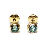 Aros Bebé Circón Celeste Enchapado Oro 18K