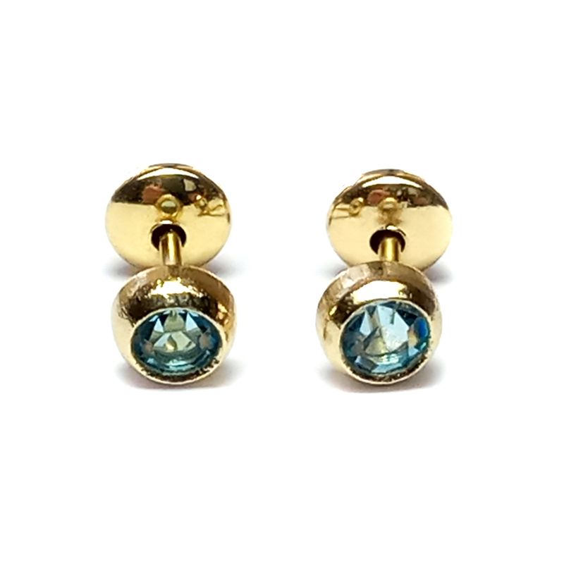 ANDREA COGGIOLA JOYAS - Aros Bebé Circón Celeste Enchapado Oro 18K