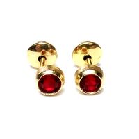 Aros Bebé Circón Rojo Enchapado Oro 18K