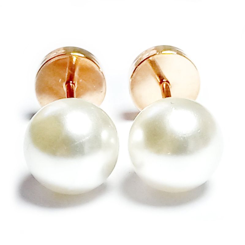 ANDREA COGGIOLA JOYAS - Aros Abridores Perla Sintética 6mm Laminado Oro 18K