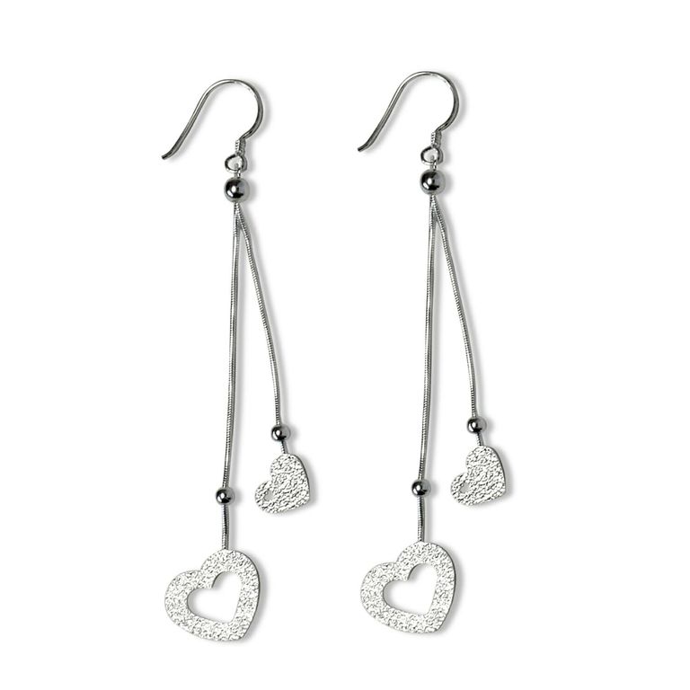 Aros Corazones Colgantes Plata Fina 925 Plateado TALLA UNICA