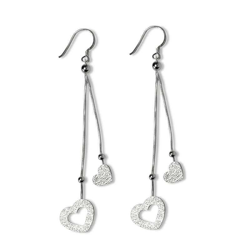ANDREA COGGIOLA JOYAS - Aros Corazones Colgantes Plata Fina 925