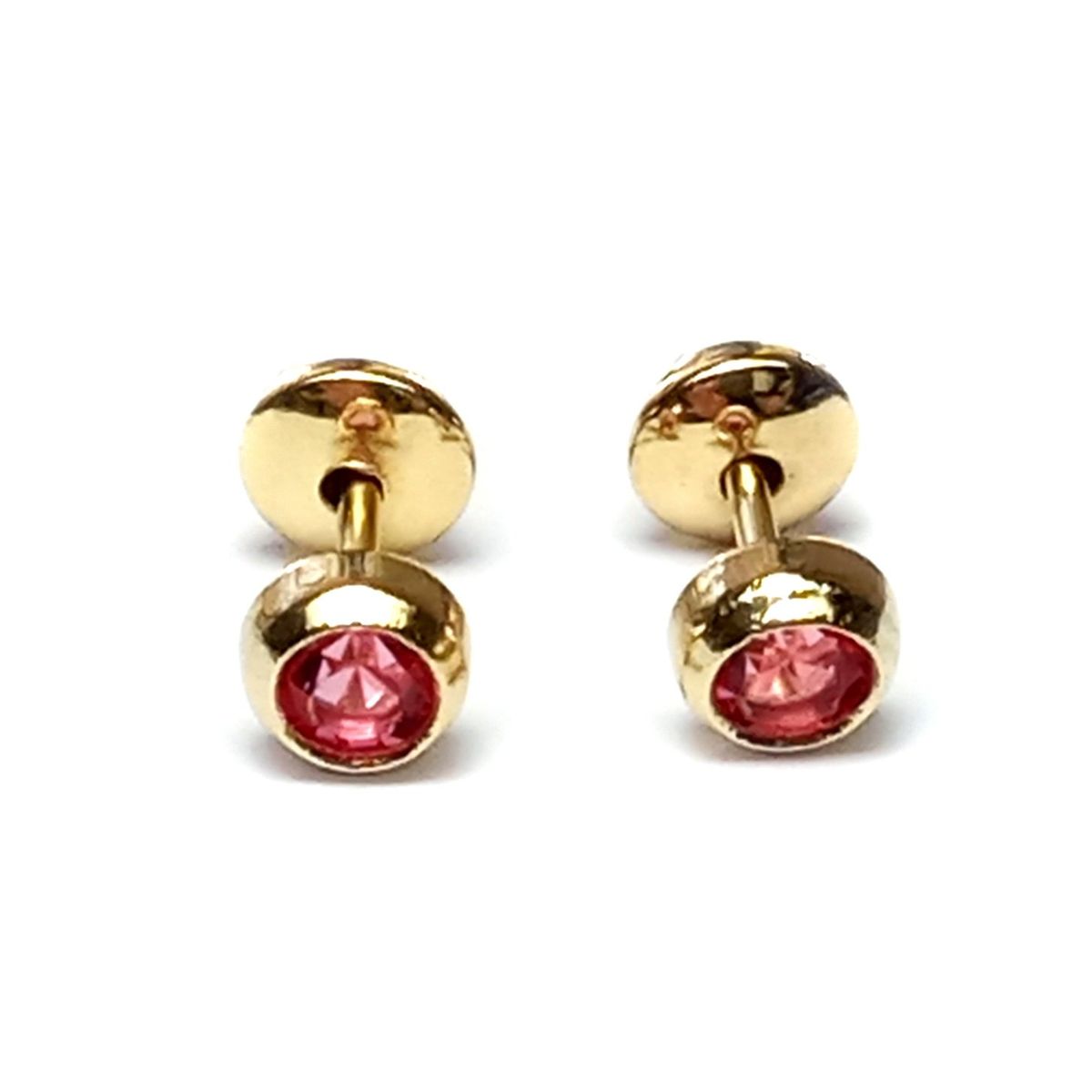 COGGIOLA - Aros Bebé Circón Rosa Enchapado Oro 18K