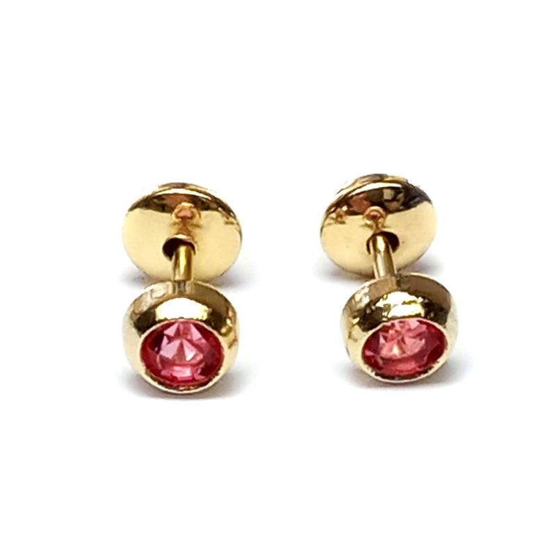 ANDREA COGGIOLA JOYAS - Aros Bebé Circón Rosa Enchapado Oro 18K