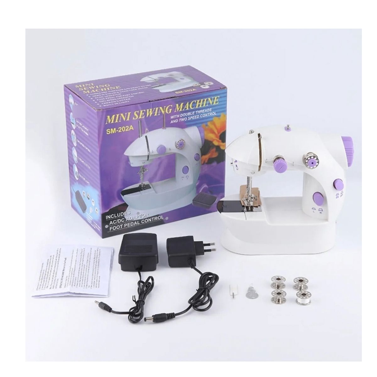 GENERICO - Máquina Coser Portátil Pedal Eléctrica Mini Maquina