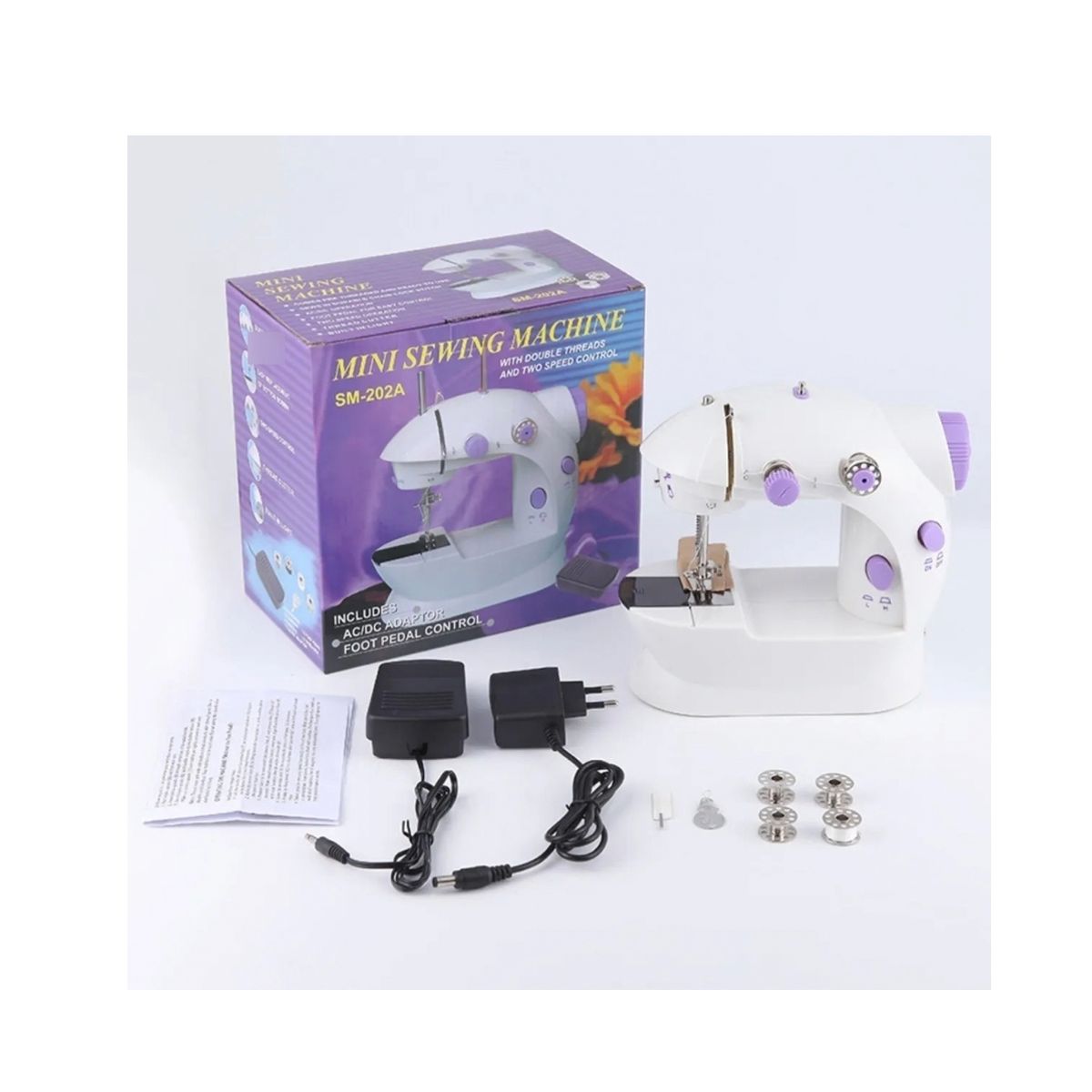 GENERICO - Máquina Coser Portátil Pedal Eléctrica Mini Maquina