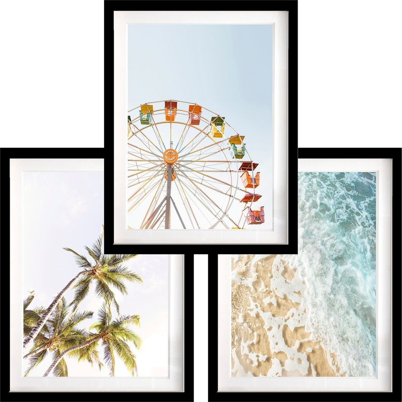 PAPEL ILUSTRADO - Set 3 Cuadros Paradise 30x40 Marco Negro