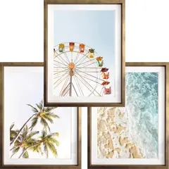 PAPEL ILUSTRADO - Set 3 Cuadros Paradise 30X40 Marco Dorado