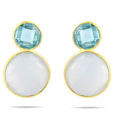 ALYN B JOYAS - Aros plata Bañado en Oro Calcedonia dos colores