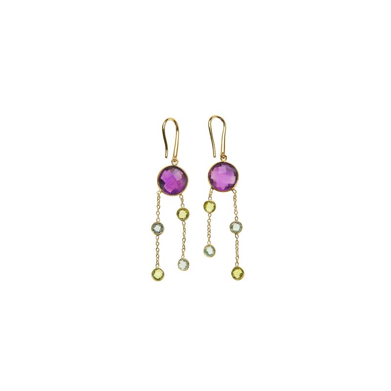 ALYN B JOYAS - Aros plata Bañado en  Oro Amatista Peridoto Topacio Azul