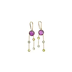 ALYN B JOYAS - Aros plata Bañado en Oro Amatista Peridoto Topacio Azul