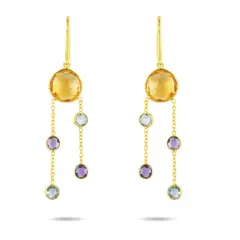 ALYN B JOYAS - Aros plata Bañado en Oro Citrino Topacio Cielo Amatista Rosada