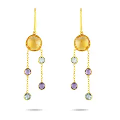 ALYN B JOYAS - Aros de plata Bañados en Oro Citrino Topacio Cielo Amatista Light