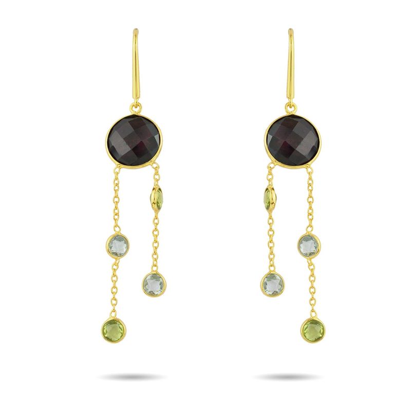 ALYN B JOYAS - Aros plata Bañado en Oro Granate Peridoto Topacio Azul Cielo