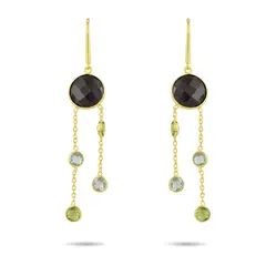 ALYN B JOYAS - Aros plata Bañado en Oro Granate Peridoto Topacio Azul Cielo