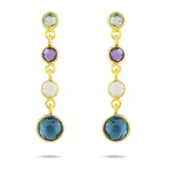 ALYN B JOYAS - Aros de plata Bañados en Oro Topacios Amatista Luna