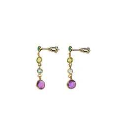 ALYN B JOYAS - Aros de plata Bañado en Oro Topacios Azul Cielo Peridoto Amatista