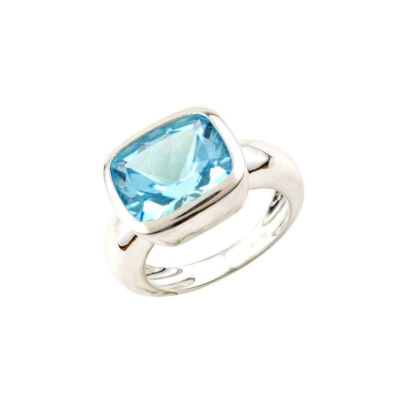 ALYN B JOYAS - Anillo de plata pulido rectangular Topacio Celeste