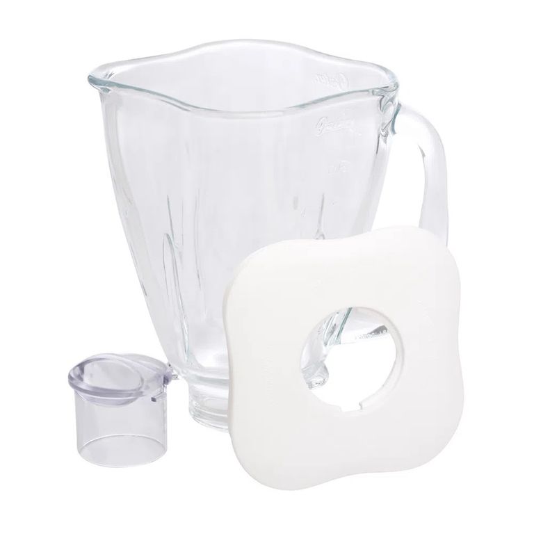 Vaso de vidrio Oster tipo trebol con tapa