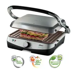 OSTER - Parrilla y panini eléctrica Oster® apertura 180° Bioceramic CKSTPA4881