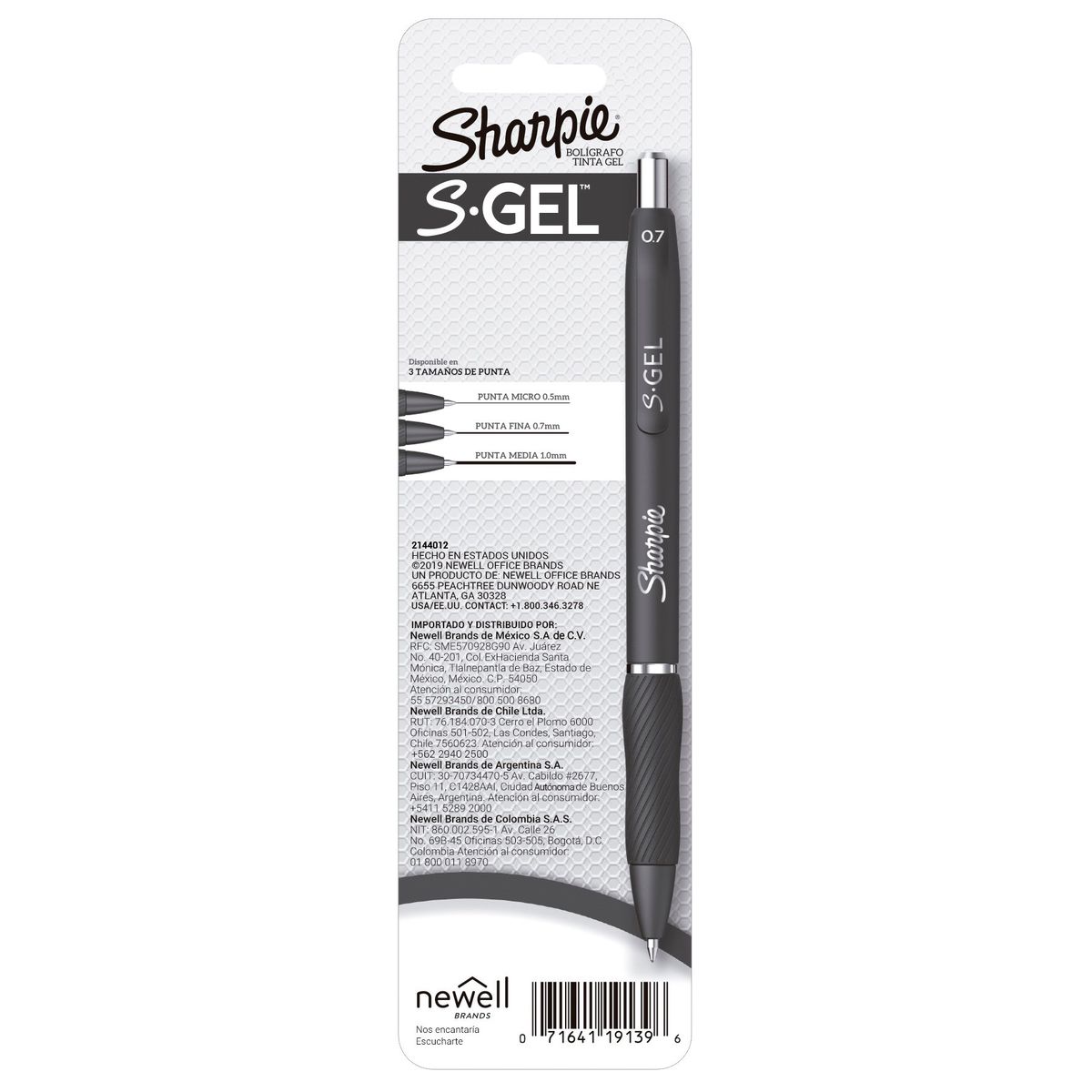 SHARPIE - 2 Lapices Sharpie Gel Color Negro Punta 0.7Mm Lapiz