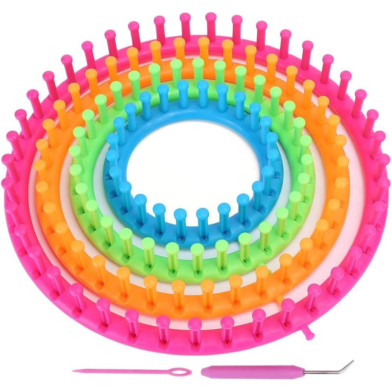 GENERICO - Set de 4 Telares Circulares Con Ganchillo Y Aguja