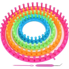 GENERICO - Set de 4 Telares Circulares Con Ganchillo Y Aguja