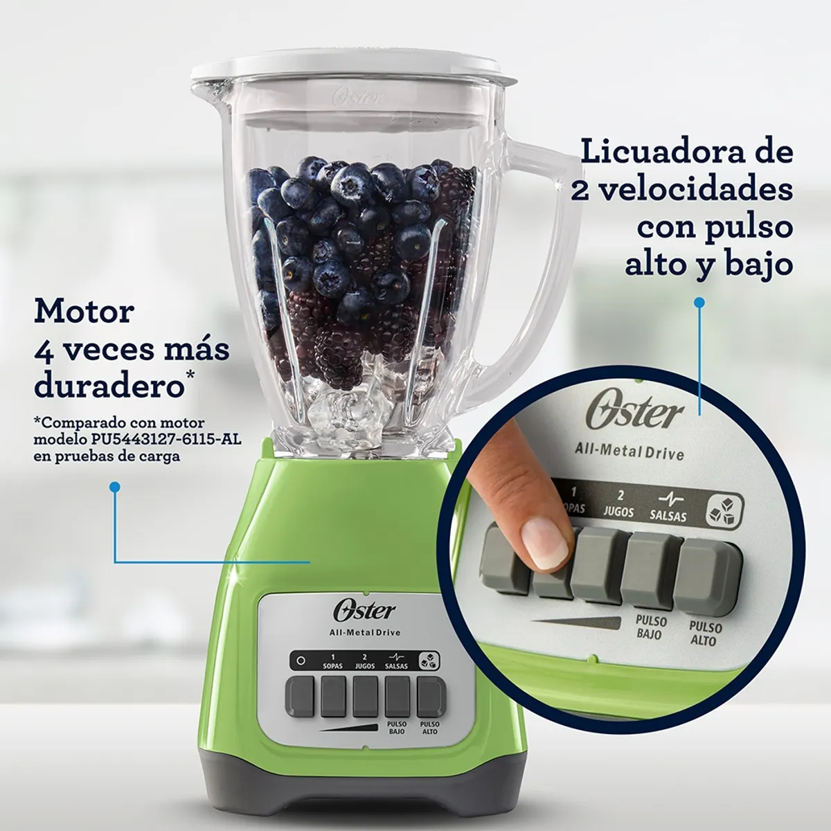 OSTER - Licuadora Oster® BLSTKAGKPB 2 velocidades y vaso de vidrio