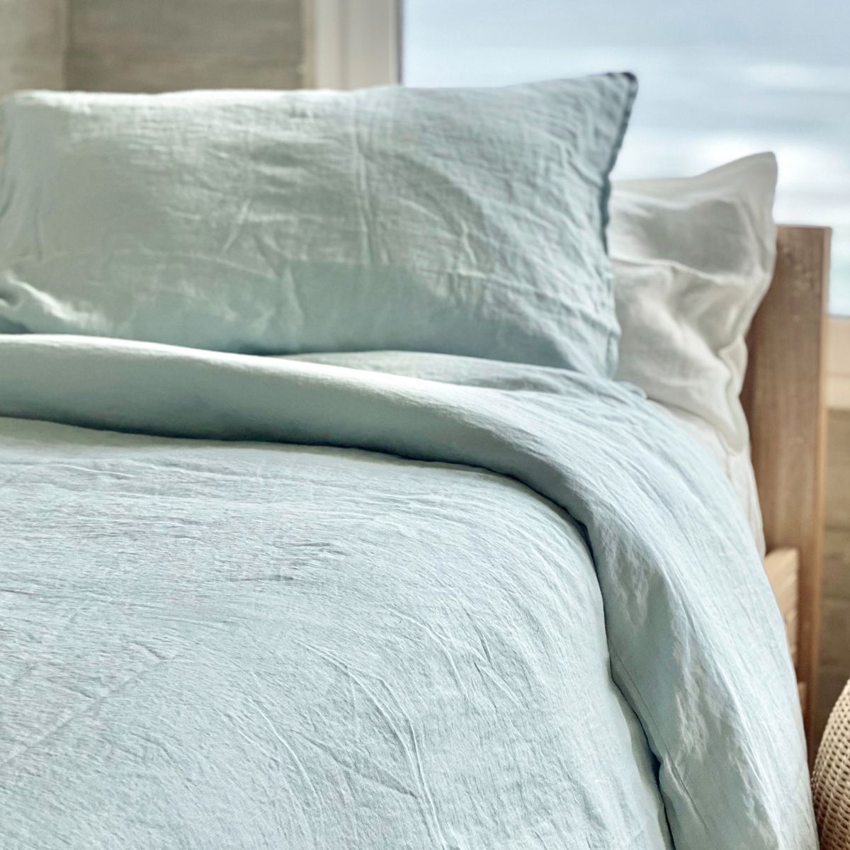 NATURALINO - Funda de Plumón Lino - Celeste - 1 Plaza - Naturalino