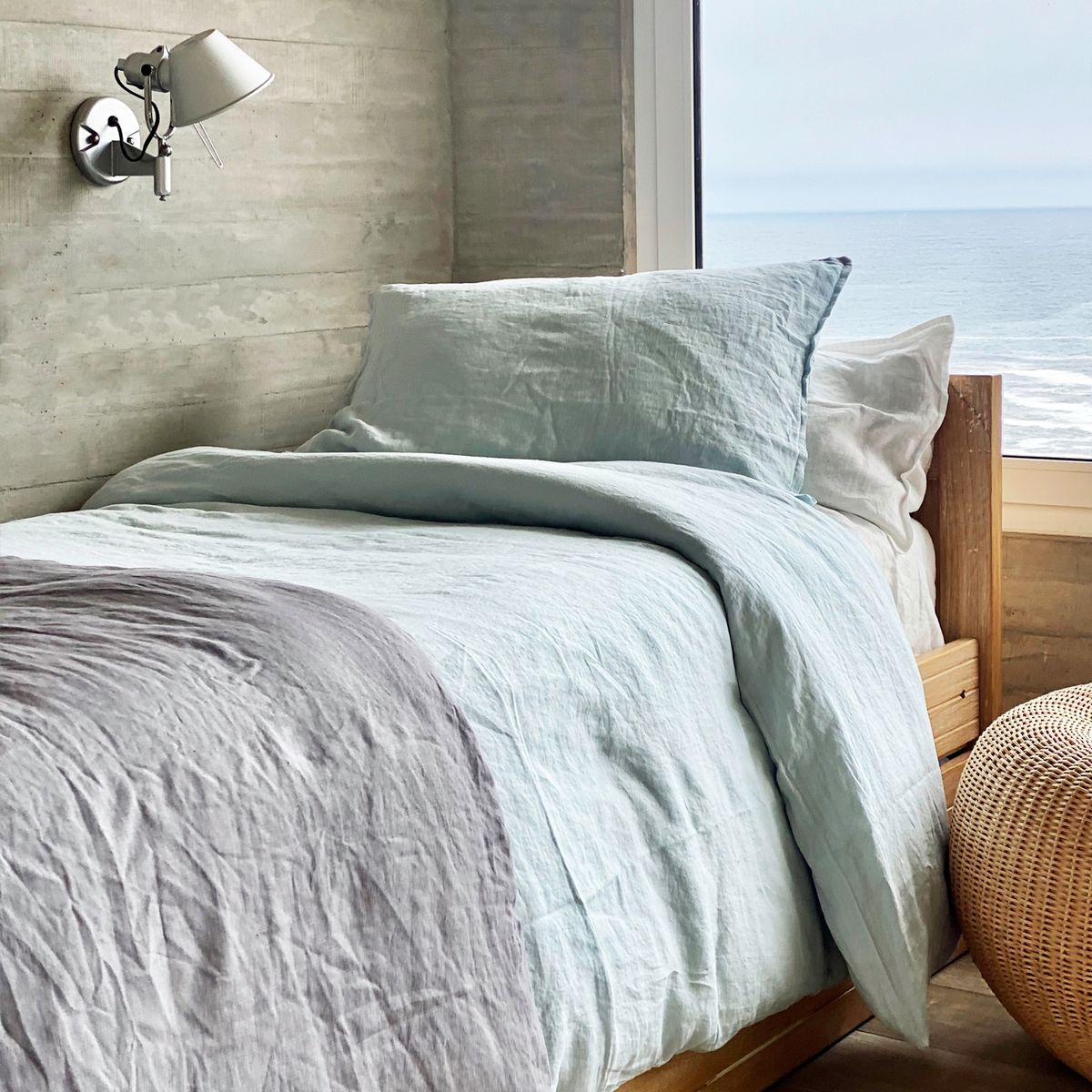 NATURALINO - Funda de Plumón Lino Celeste - 2 Plazas - Naturalino