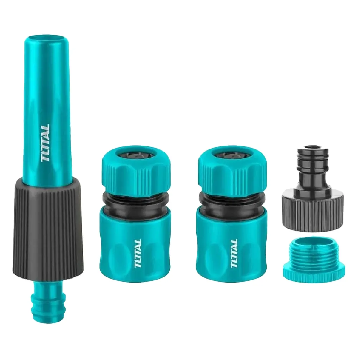 TOTAL TOOLS - Kit Juego Boquillas Giratorias Para Manguera 5 Piezas