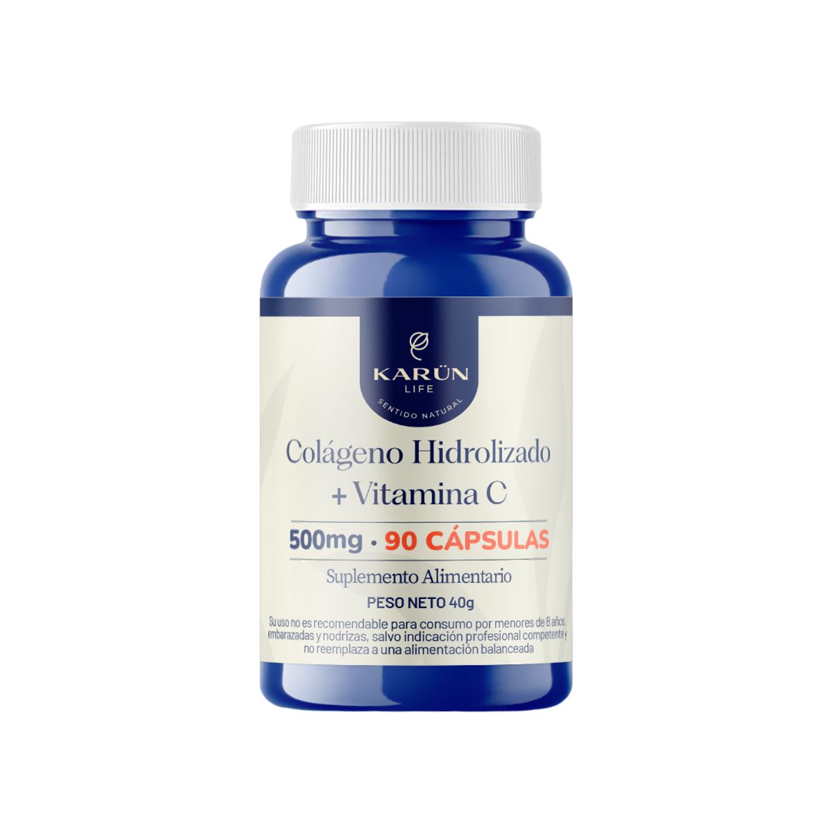 KARUNLIFE - Colágeno Hidrolizado + Vitamina C 90 Cápsulas 500 Mg