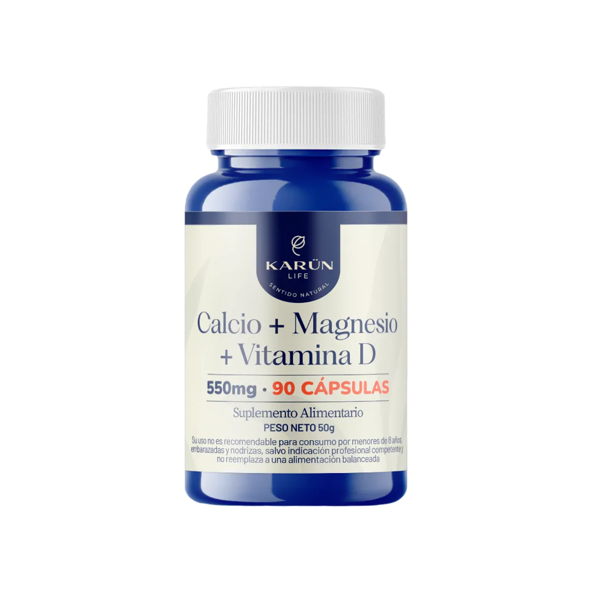 KARUNLIFE - Calcio + Magnesio + Vitamina D 90 Cápsulas 550 Mg