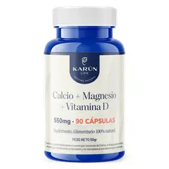 KARUNLIFE - Calcio + Magnesio + Vitamina D 90 Cápsulas 550 Mg