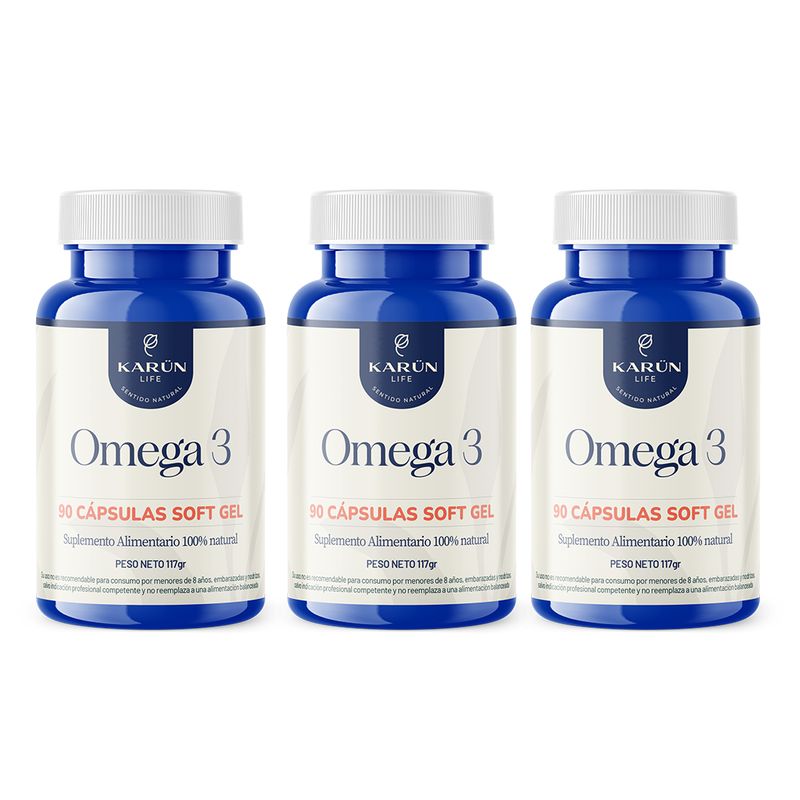 KARUNLIFE - OMEGA 3  PREMIUM PACK - 3 FRASCOS (270 CAPSUSLAS CAPSULA BLANDA)
