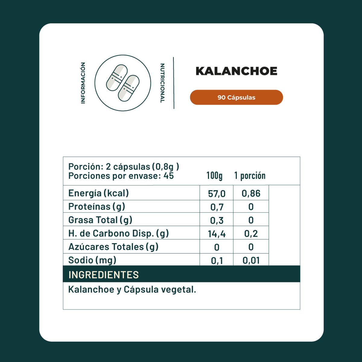 KARUNLIFE - Kalanchoe 90 Cápsulas 400 Mg Fortalecé sisteme inmune